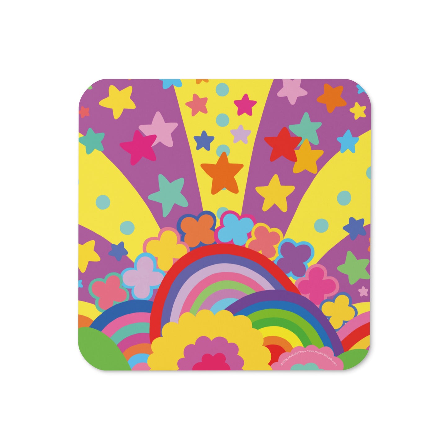 "Optimism Blossoms" Cork-back Coaster