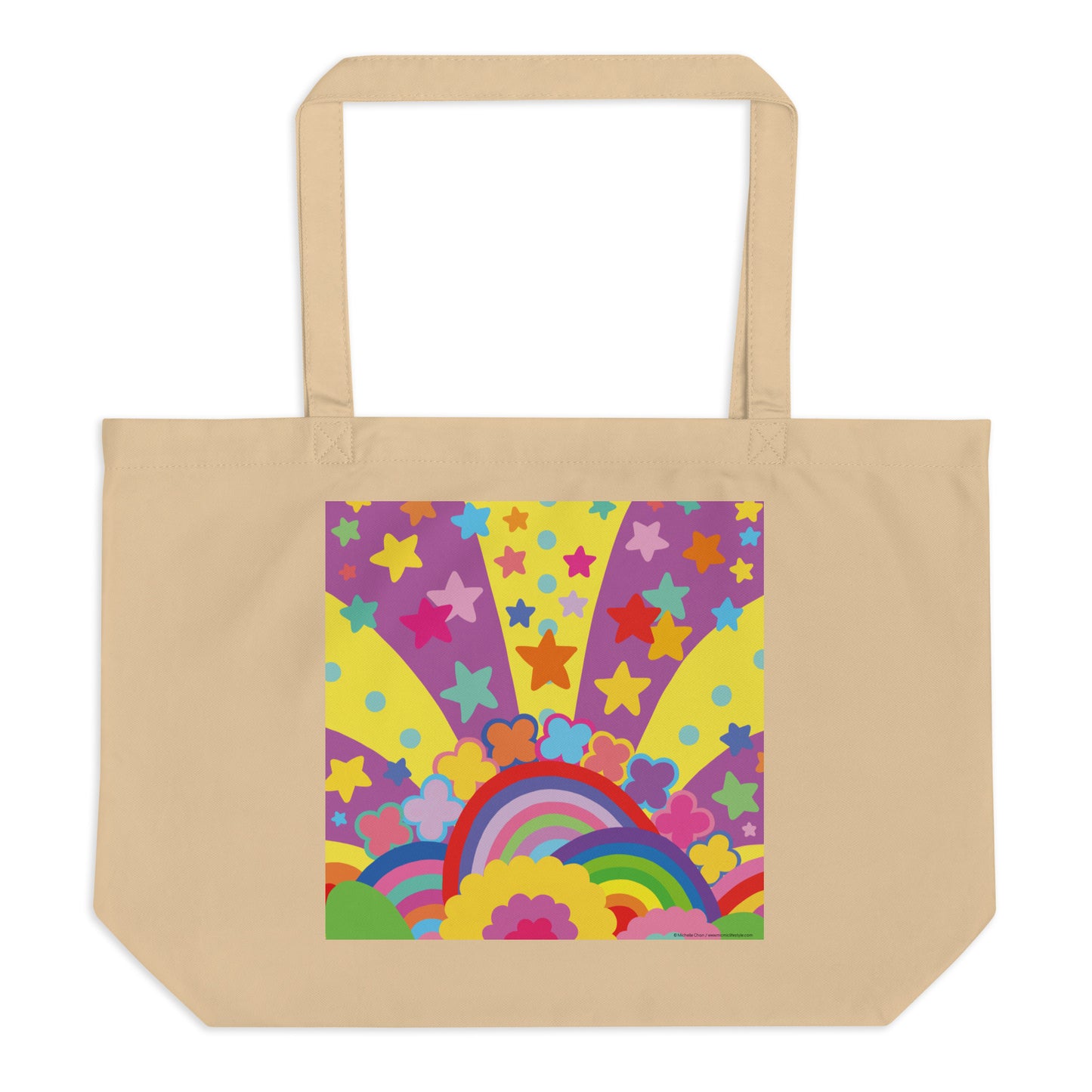 "Optimism Blossoms" Large Organic Tote Bag