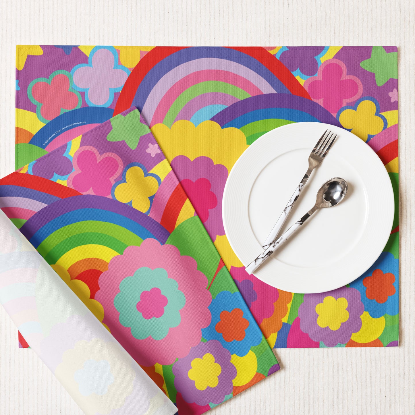 "Optimism Blossoms" Floral Close-up Placemat Set