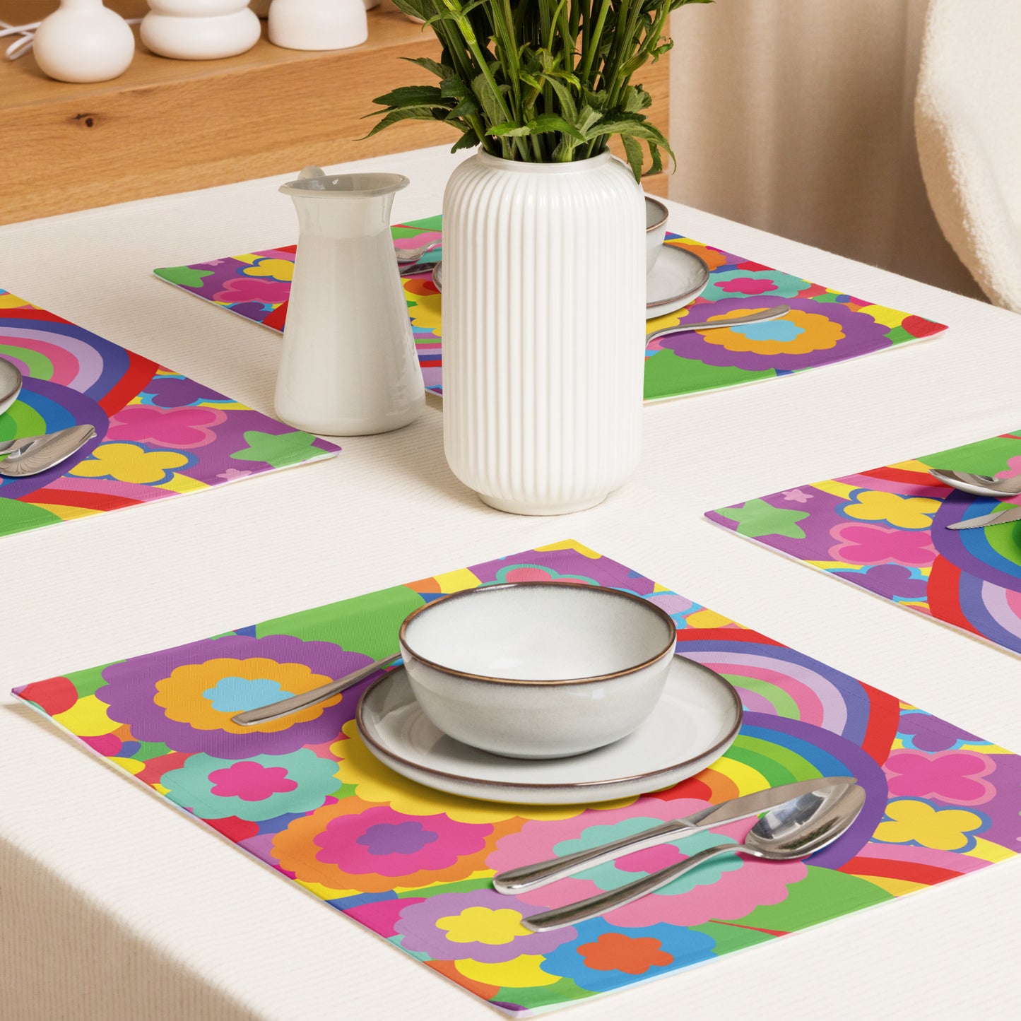 "Optimism Blossoms" Floral Close-up Placemat Set