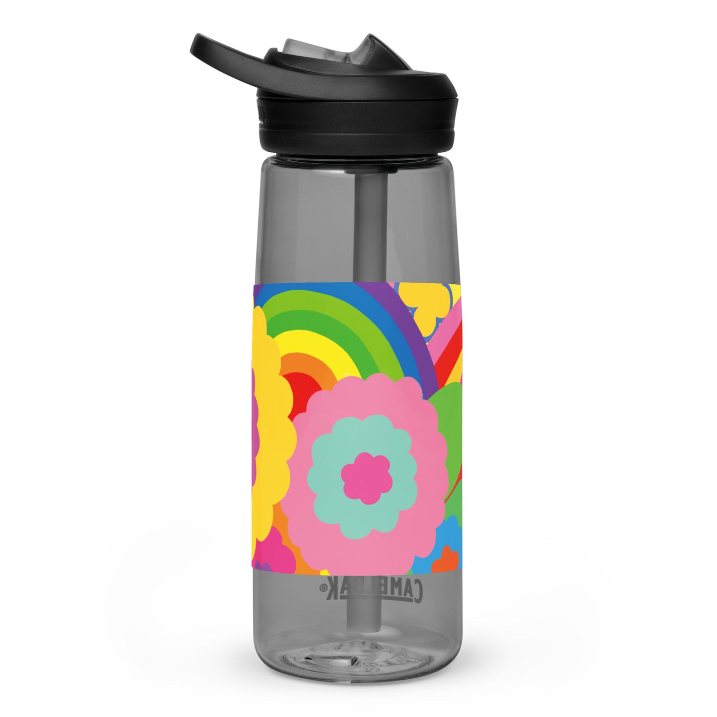 "Optimism Blossoms" Floral Close-up Sports Water Bottle