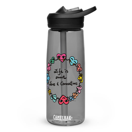"Life is about Love & Connections" Sports Water Bottle (BPA-free Eastman Tritan™ Renew 50% recycled material)