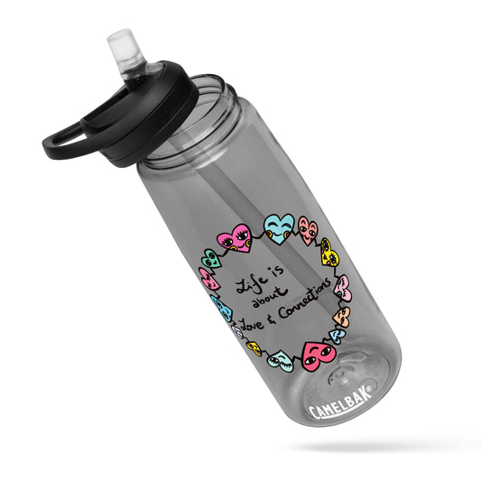 "Life is about Love & Connections" Sports Water Bottle (BPA-free Eastman Tritan™ Renew 50% recycled material)