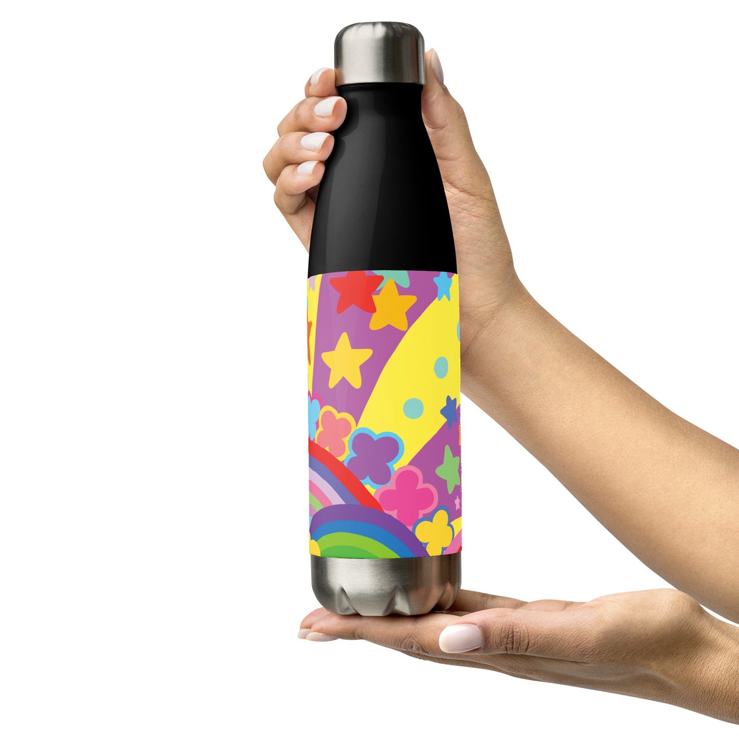 "Optimism Blossoms" Rainbow Star Stainless Steel Water Bottle