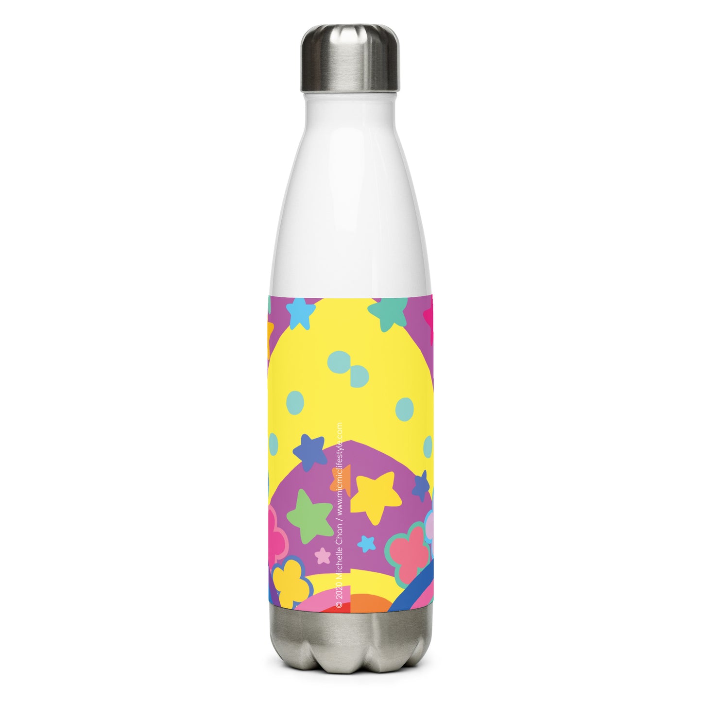 "Optimism Blossoms" Rainbow Star Stainless Steel Water Bottle