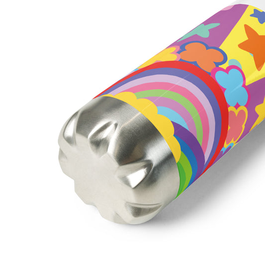 "Optimism Blossoms" Rainbow Star Stainless Steel Water Bottle