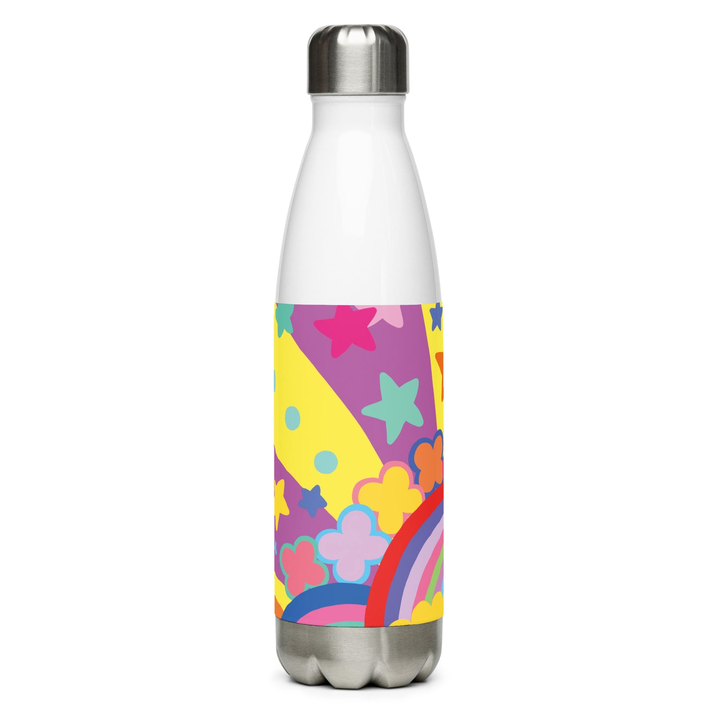 "Optimism Blossoms" Rainbow Star Stainless Steel Water Bottle