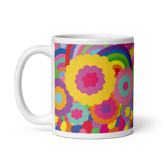 "Optimism Blossoms" Floral Close-up White Glossy Mug