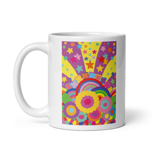 "Optimism Blossoms" White Glossy Mug