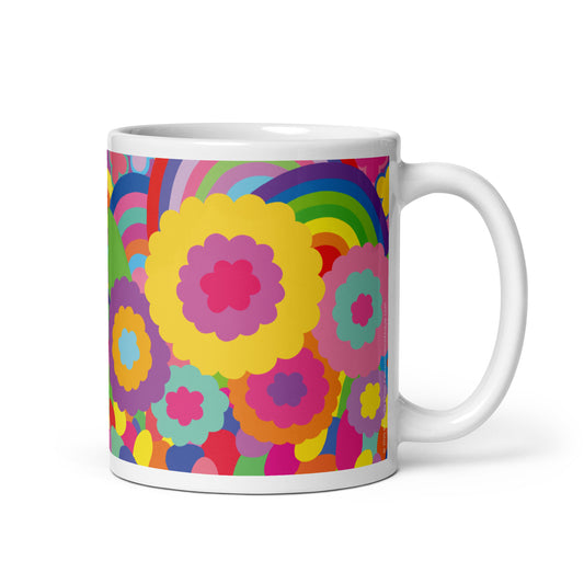 "Optimism Blossoms" Floral Close-up White Glossy Mug