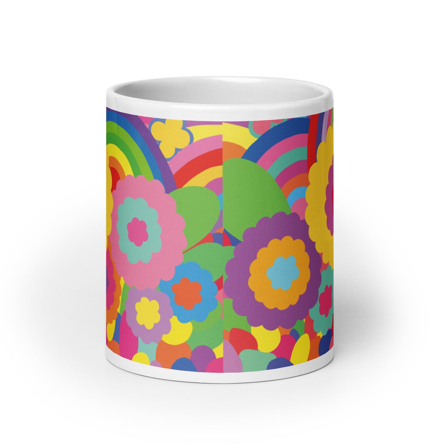 "Optimism Blossoms" Floral Close-up White Glossy Mug